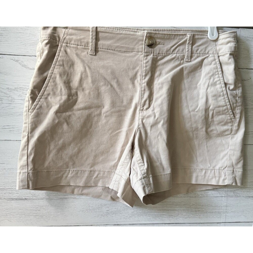 Loft The Washed Twill Short 4" Size 2 Khaki/Beige 4-pockets.